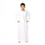 White Kids Thobes Omani Style with tassel detail, perfect for Eid or gatherings. Made from imported fabric for comfort and elegance.