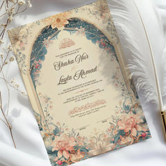 Floral Bliss Nikah Nama with Frame