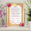 Golden Nikah Nama Frame - Certificate with floral accents, displayed in a gold frame. Ideal Islamic wedding gift and home decor piece.