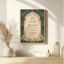 Green Legacy Nikah Nama Frame - Islamic Wedding Gift mounted on wall in modern decor setting, featuring customizable Islamic wedding certificate design.
