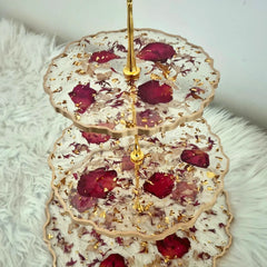 Red Rose Petals 3 Tier Serving Stand