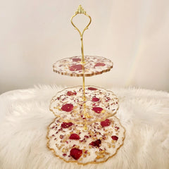 Red Rose Petals 3 Tier Serving Stand