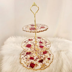 Red Rose Petals 3 Tier Serving Stand