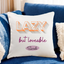 Lazy & Lovable Personalized Cushion Gift with custom name 'Sarah' on a white backrest pillow, perfect for cozy home decor and gifting.
