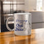Personalized metallic mug in silver with 'Running on Chai and Duas' text and teapot illustration, ideal faith-inspired gift for home or office use.
