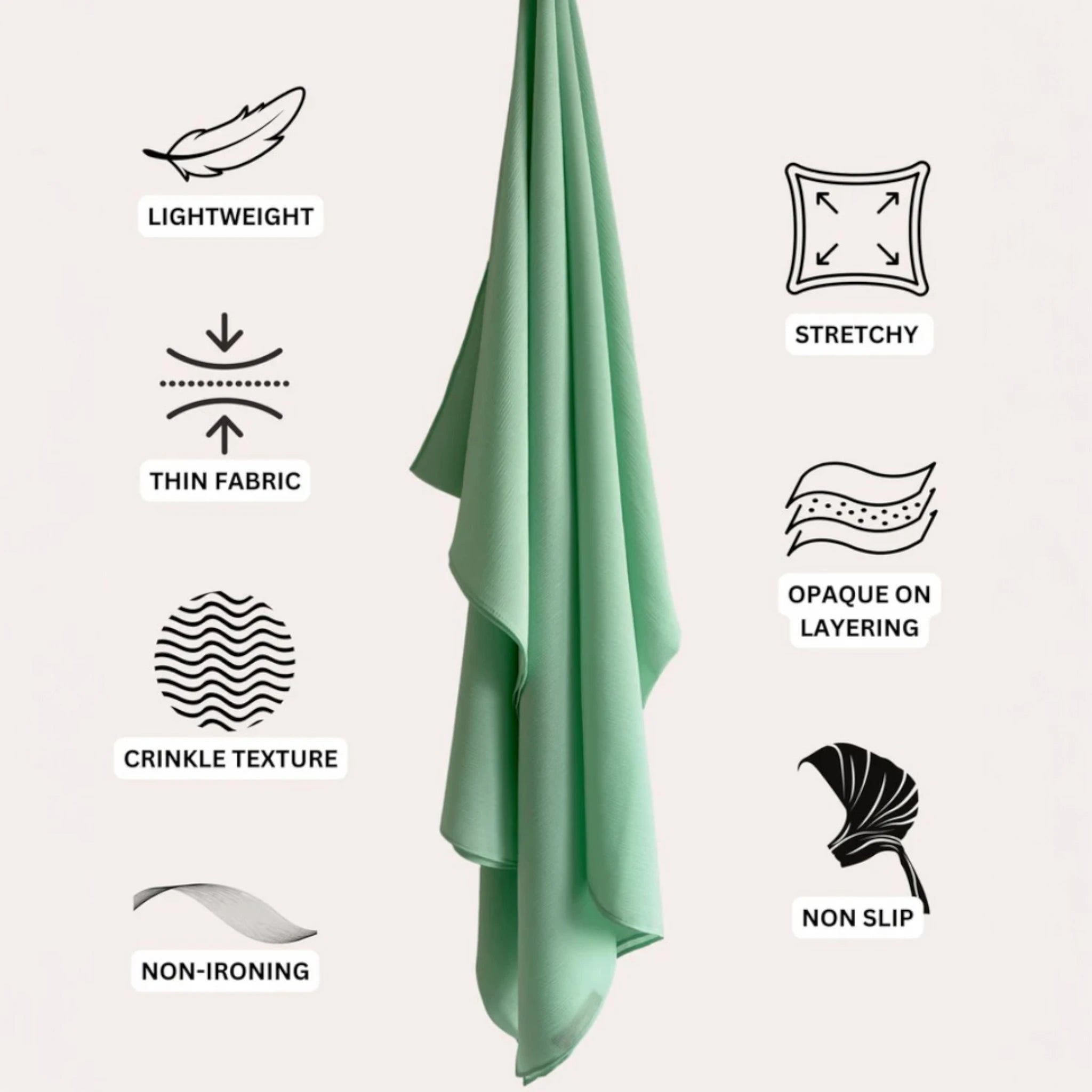 misty green color hijab