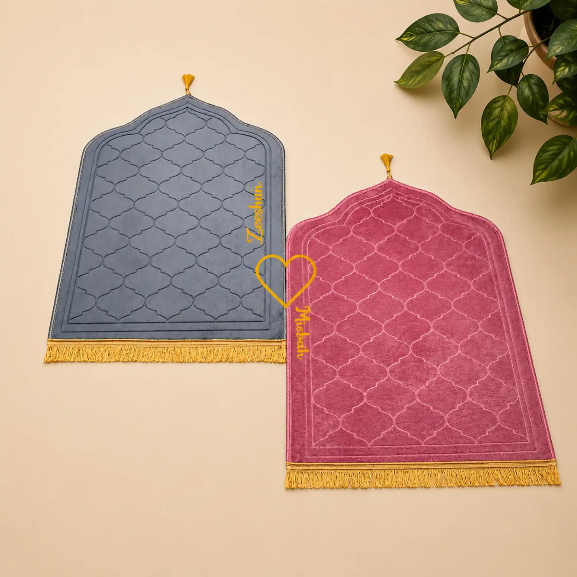 Grey & Pink Dome Couple Janamaz with Heart Main image