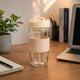 FlipSip Glass Mug with Dual Sipper Lid & Mobile Stand – 420 ml