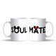 Soul Mate Couple Mug 350 ml - Customizable ceramic mugs featuring SOUL and MATE text with mouse ear accents. Great wedding or anniversary gift.