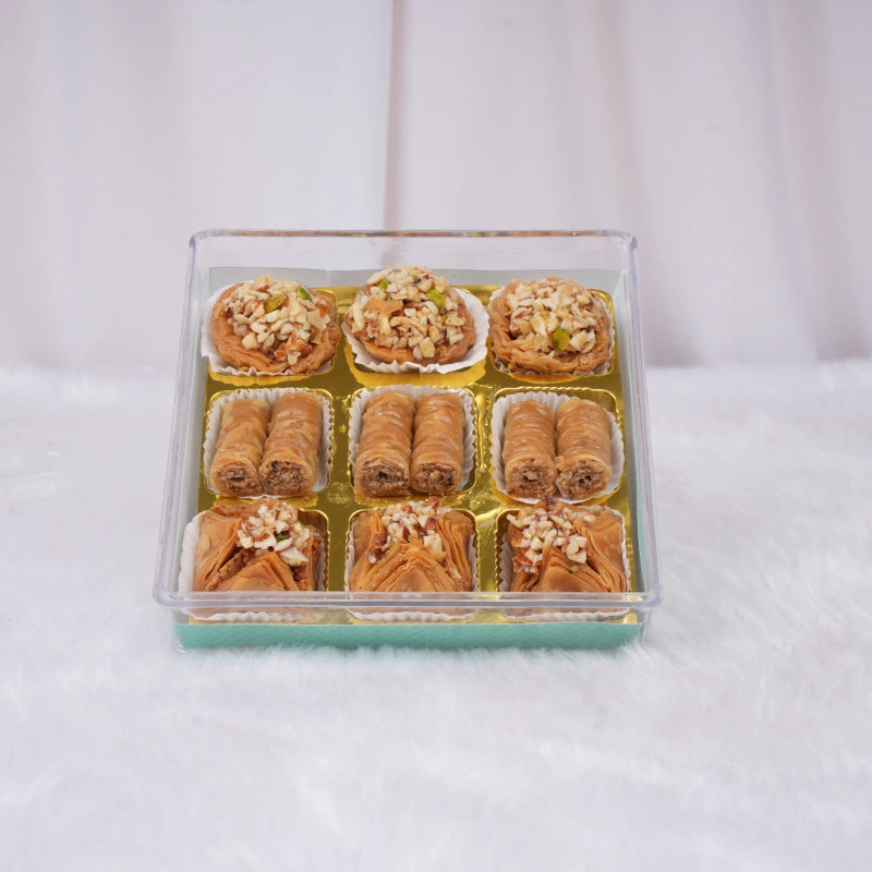 Baklava pieces with nuts in gift box for special occasions