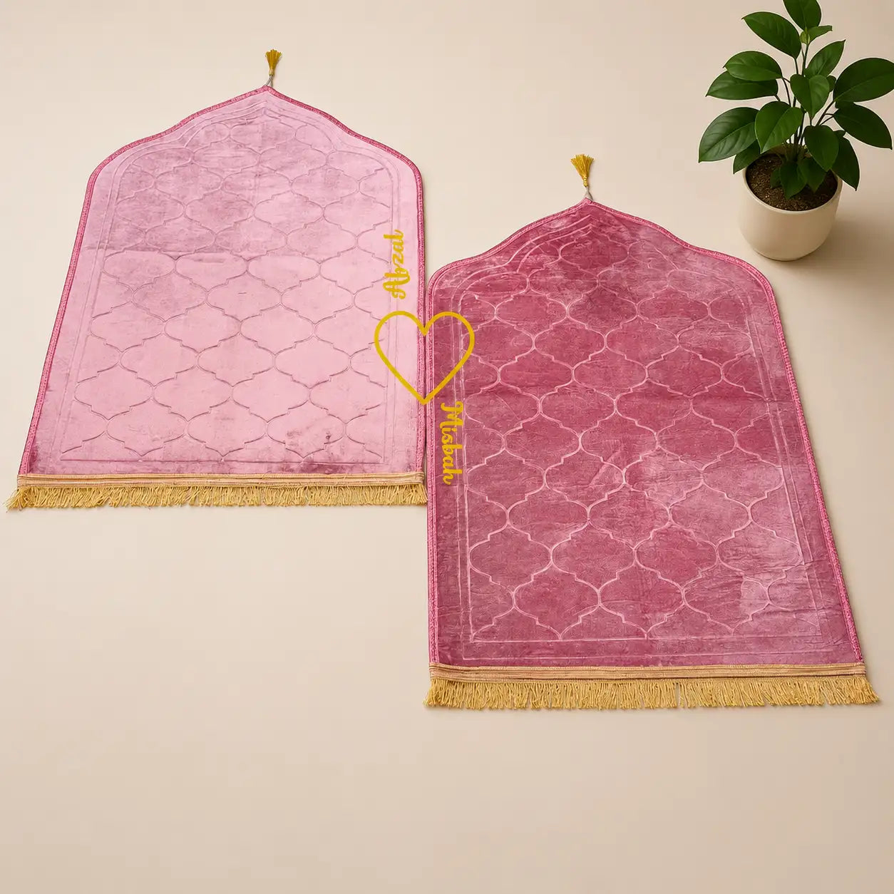 Pink & Pink Dome Couple Janamaz with Heart Main image
