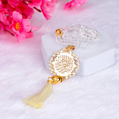 White Crystal Tasbeeh with Bismillah (100 Beads)