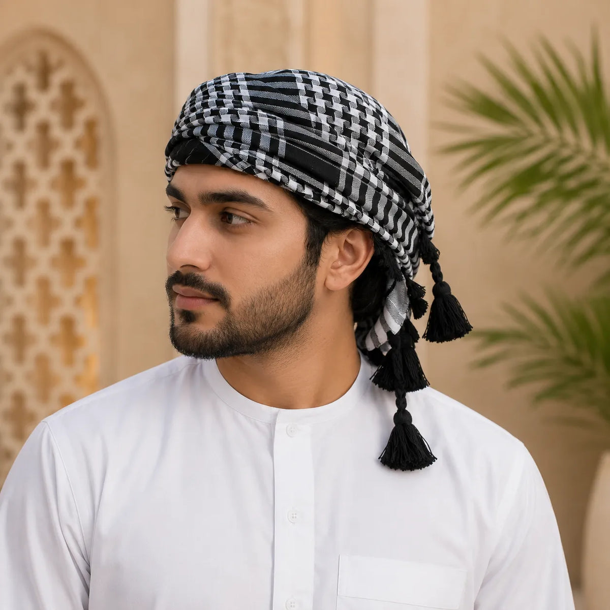 Classic Checked Men’s Scarf with Tassels