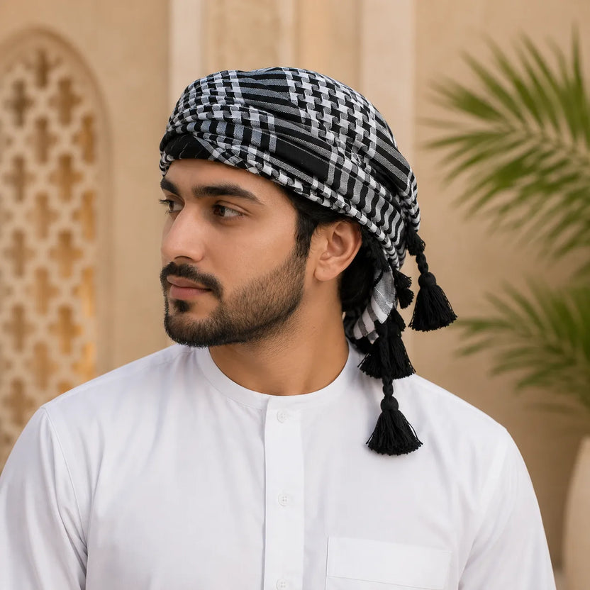 Classic Checked Men’s Scarf with Tassels Main image