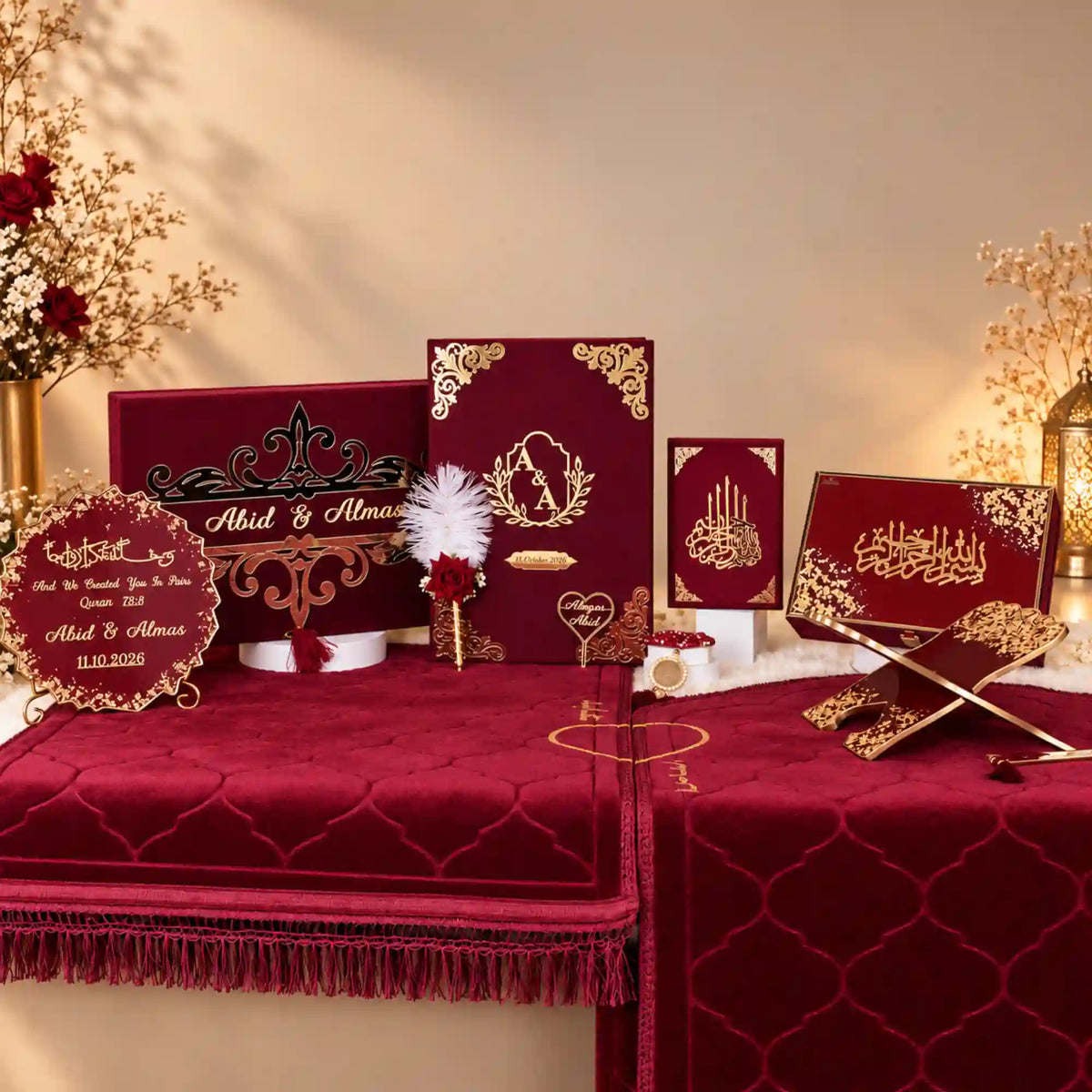 Maroon Flakes Barkat-e-Nikah Bridal Set
