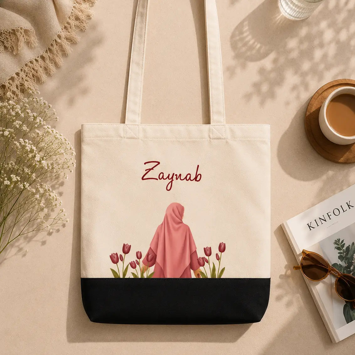 Blooming Veil Personalized Muslimah Tote Bag
