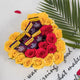 Cadbury With Rose - Chocolate Gift Set featuring Dairy Milk bars arranged with red and yellow roses in a heart-shaped floral bouquet. Ideal for romantic gifts.