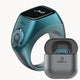 Blue Zikr Ring Flex Pro with charging case, smart tasbih ring for prayer reminders and zikr support.