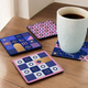 Personalised Vibrant Coasters - Set Of 4 featuring colorful designs and custom name detail, perfect for drinkware and housewarming gifts.