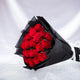 Elegant Red Roses Bouquet - Express Love | 20 Stems Flowers in black wrap with white ribbon, perfect for Women's Day or romantic occasions.
