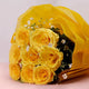 Close-up of 8 Yellow Roses bouquet with delicate white fillers, wrapped in yellow paper. Perfect for warm wishes or get-well-soon gifts.