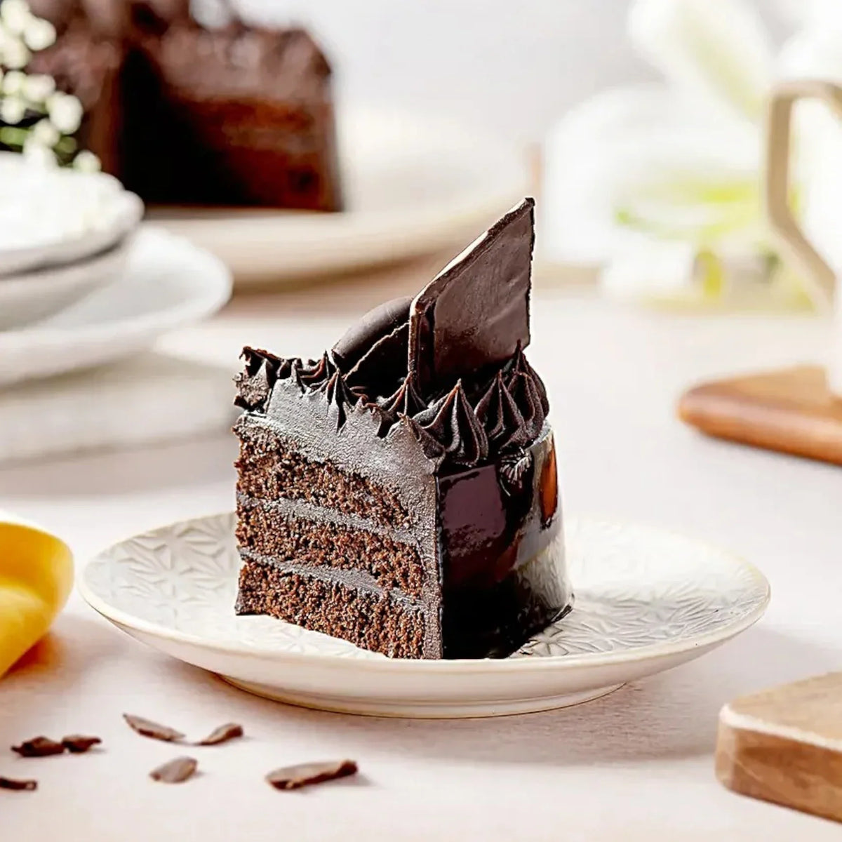 Fudge Brownie Cake — front view, freshly baked