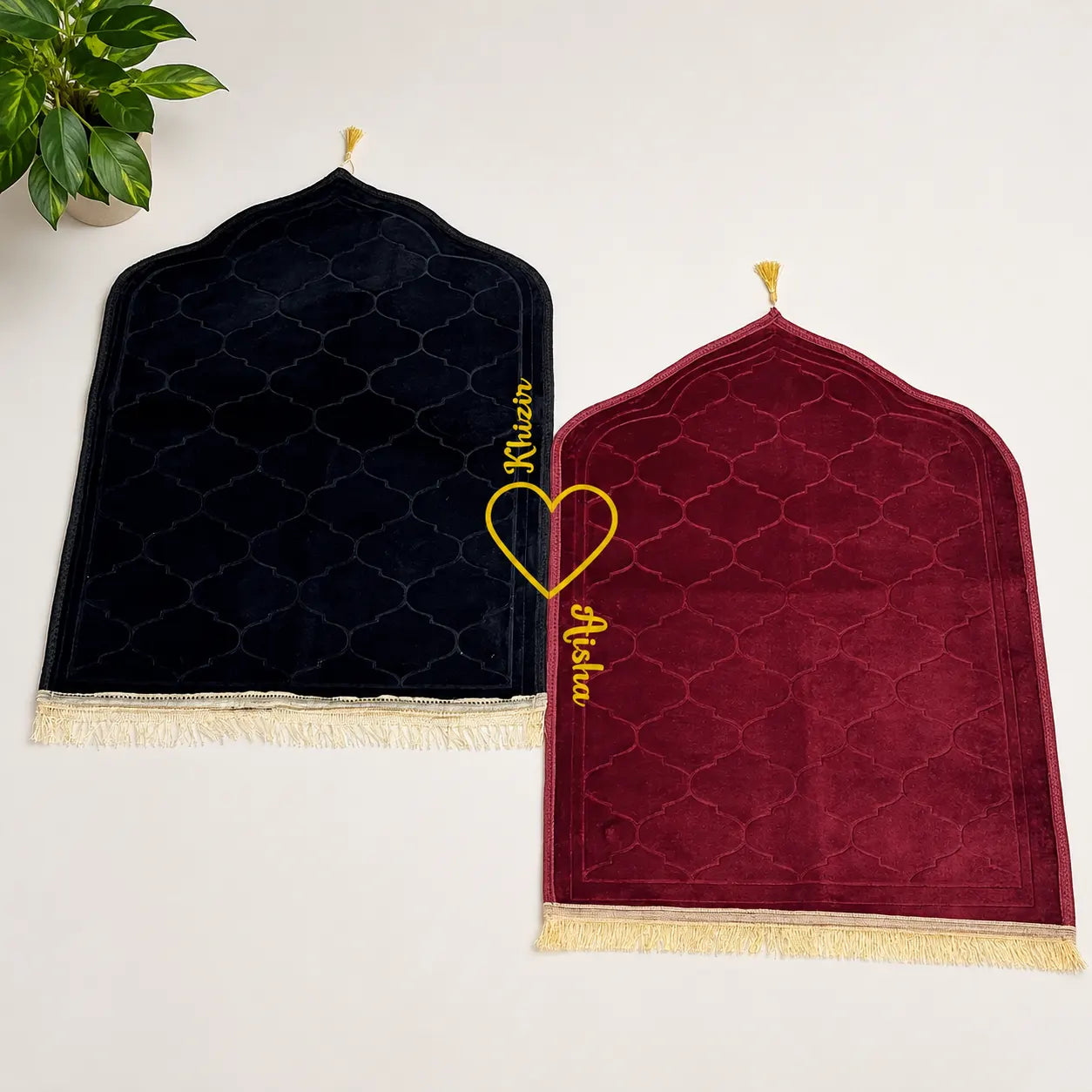 Black & Maroon Dome Couple Janamaz with Heart Main image