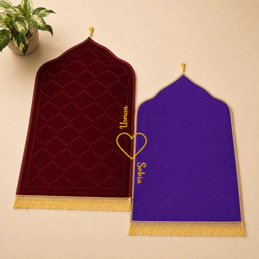 Maroon & Purple Dome Couple Janamaz with Heart Main image