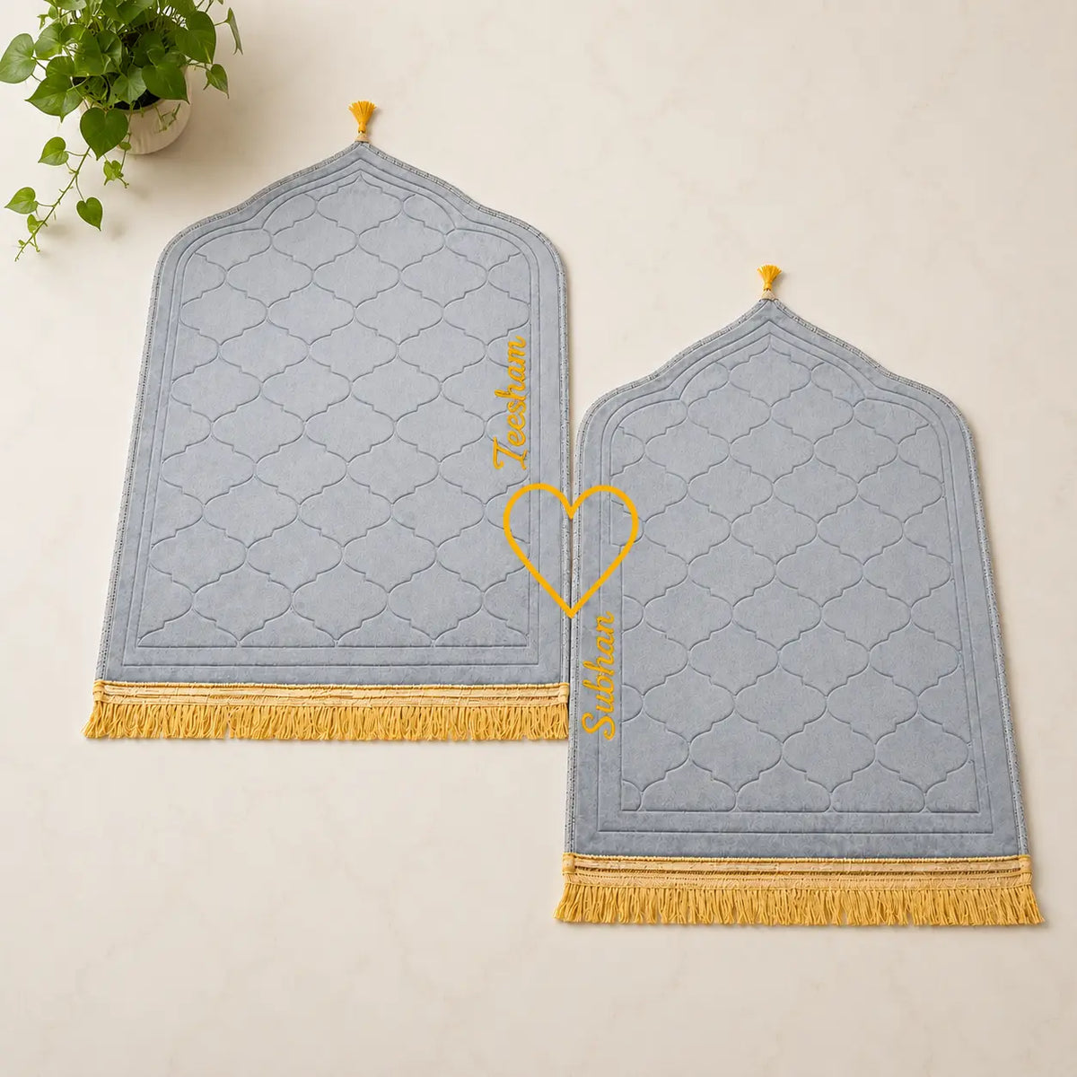 Grey & Grey Dome Couple Janamaz with Heart