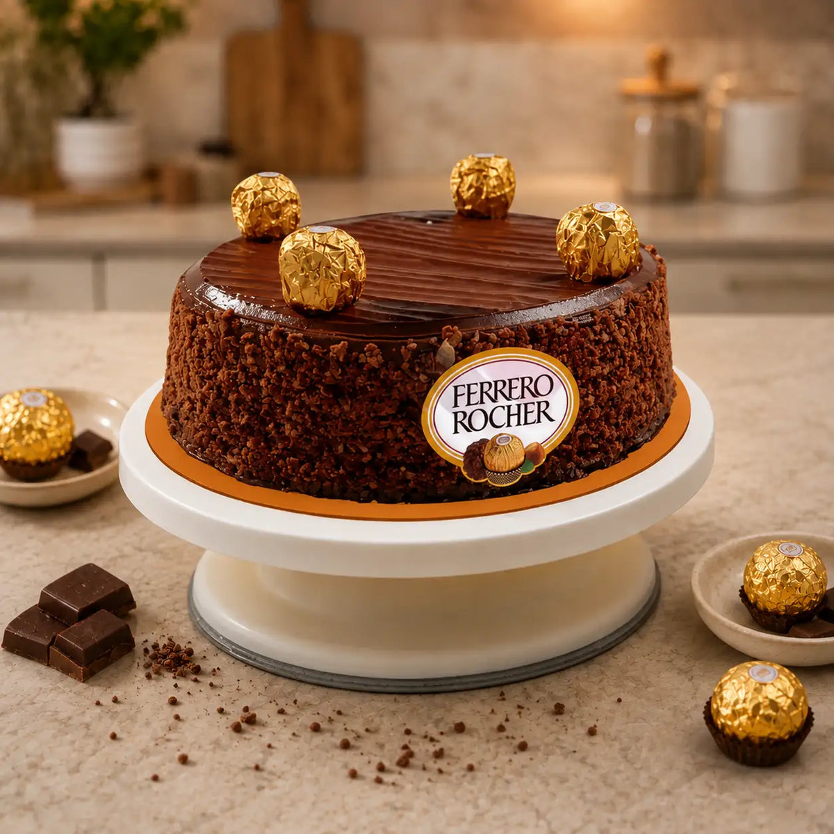 Ferrero Rocher Chocolate Cake 500gms — cake, order online | Hadiyah Gifting