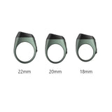 Three sizes of Noor Zikr Ring - Smart Tasbeeh in green color: 18mm, 20mm, and 22mm. Custom fit for daily Zikr tracking.