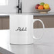 Personalized Keep Calm Mug - Dua Mug with custom name 'Abdul' on back, 350ml ceramic, perfect Islamic gift for home or office use.