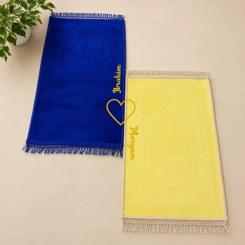 Blue & Offwhite Rectangle Couple Janamaz with Heart Main image