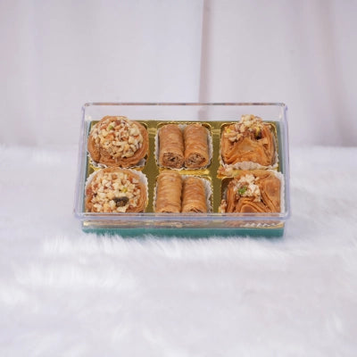 Assorted Baklava tray with nut-filled and rolled varieties