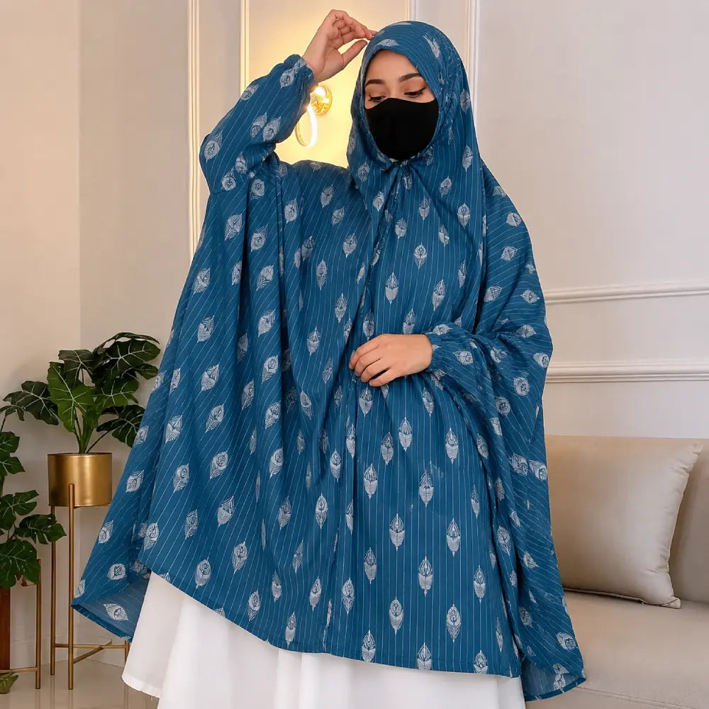 Teal Knee Length Printed Cotton Namaz Makhna Secondary image