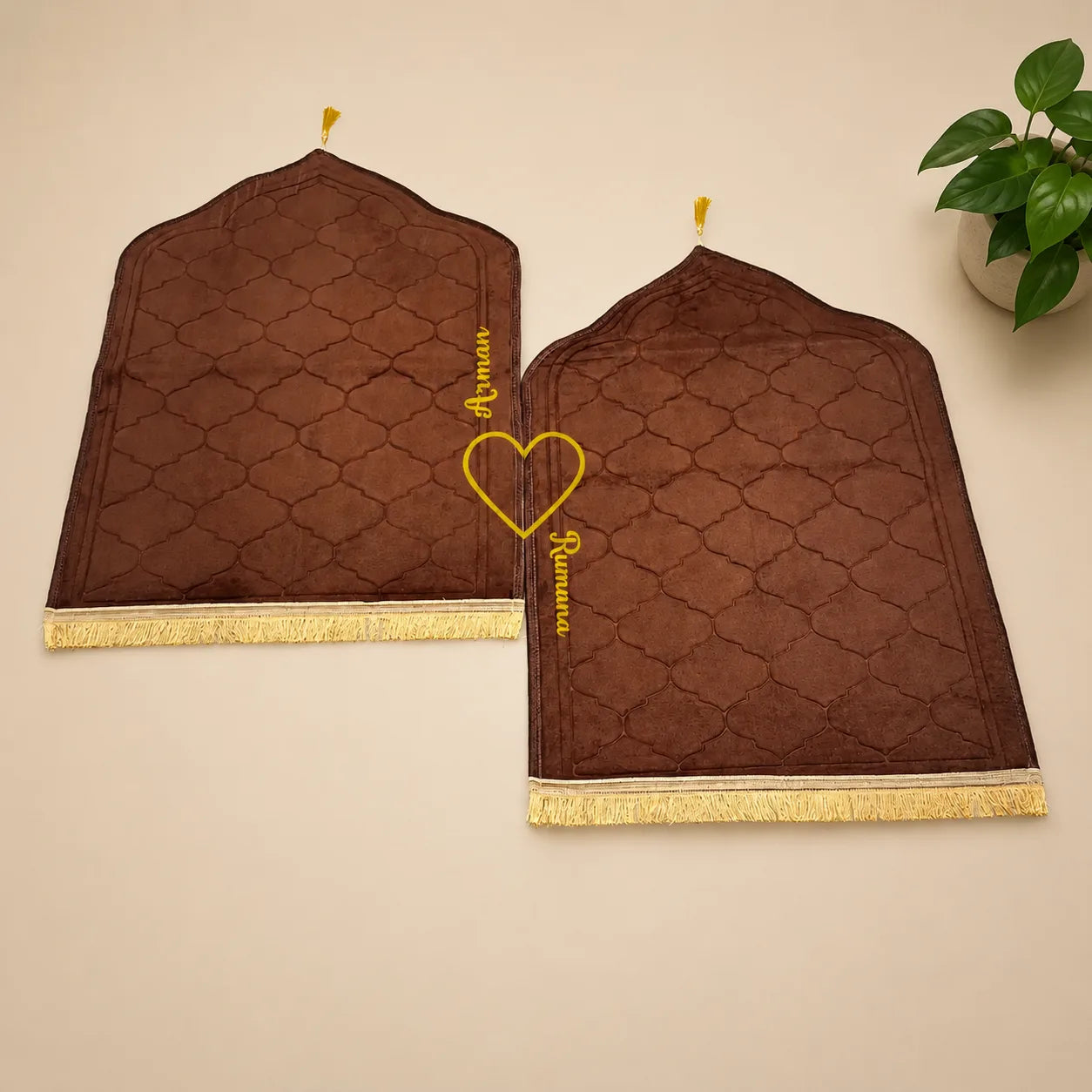 Brown & Brown Dome Couple Janamaz with Heart Main image