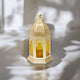 Golden Glow Lantern 6" - Gold Lantern Decor with intricate cutout design and amber glass panels, ideal for home decor, weddings, and gifting.