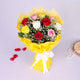 8 Mixed Roses Bouquet arranged in packaging, close-up
