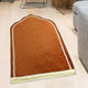 Golden velvet prayer mat with Islamic arch design and fringe, part of the Golden Sawab-e-Jariya premium Quran gift collection.