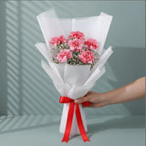 6 Pink Carnations Flower Bouquet shown from a different angle