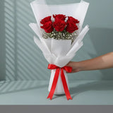 6 Red Roses Bouquet shown from a different angle