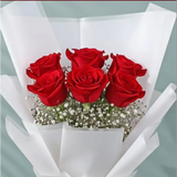 6 Red Roses Bouquet — full bouquet view