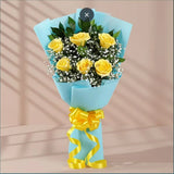 6 Yellow Roses Bouquet — full bouquet view