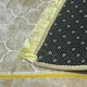 Backside of Grey Dome Janamaz with anti-slip dotted base and golden fringe, ensuring stability and style during prayers. High-quality stitching visible.