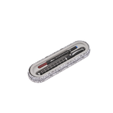 Pen set with a branded case on a white background