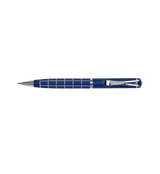 Blue pen with a grid pattern on a white background