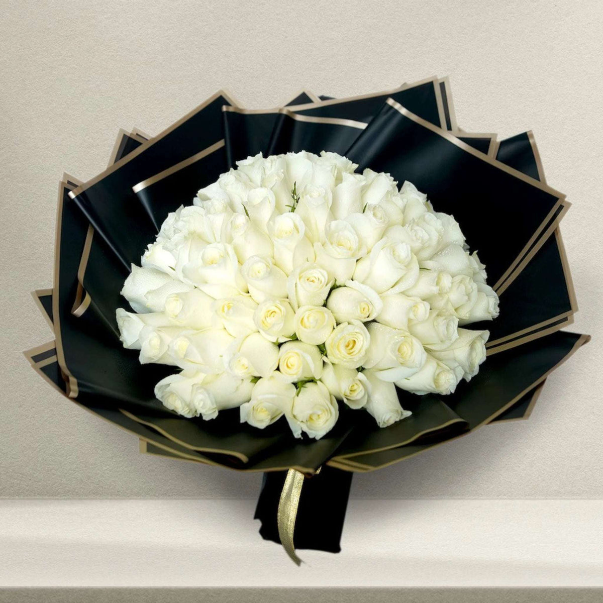 Peaceful White Roses Bouquet shown from a different angle