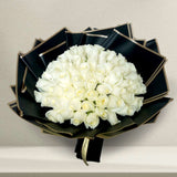 Peaceful White Roses Bouquet shown from a different angle