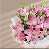 7 Pink Asiatic Lilies Bouquet — full bouquet view