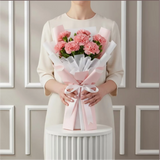 7 Pink Carnations Flower Bouquet shown from a different angle